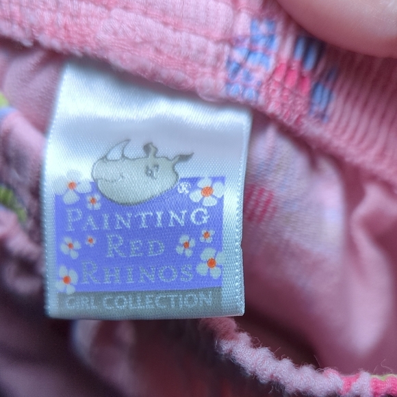 Painting Red Rhinos Pink Ribbed Floral Pants with Colorful Fringe Girls Size 6-7 - Picture 5 of 6